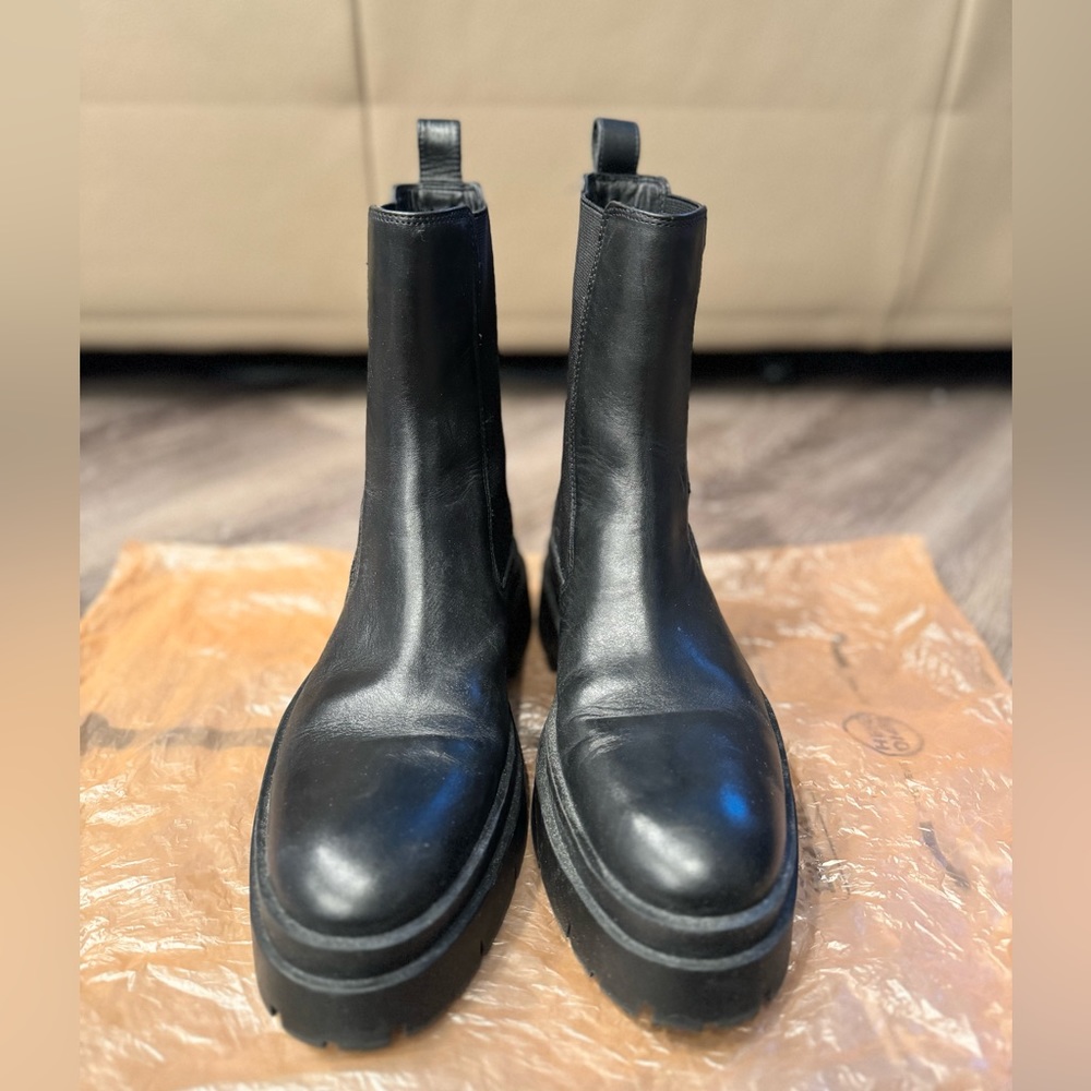 Zara black leather ankle boots size 8